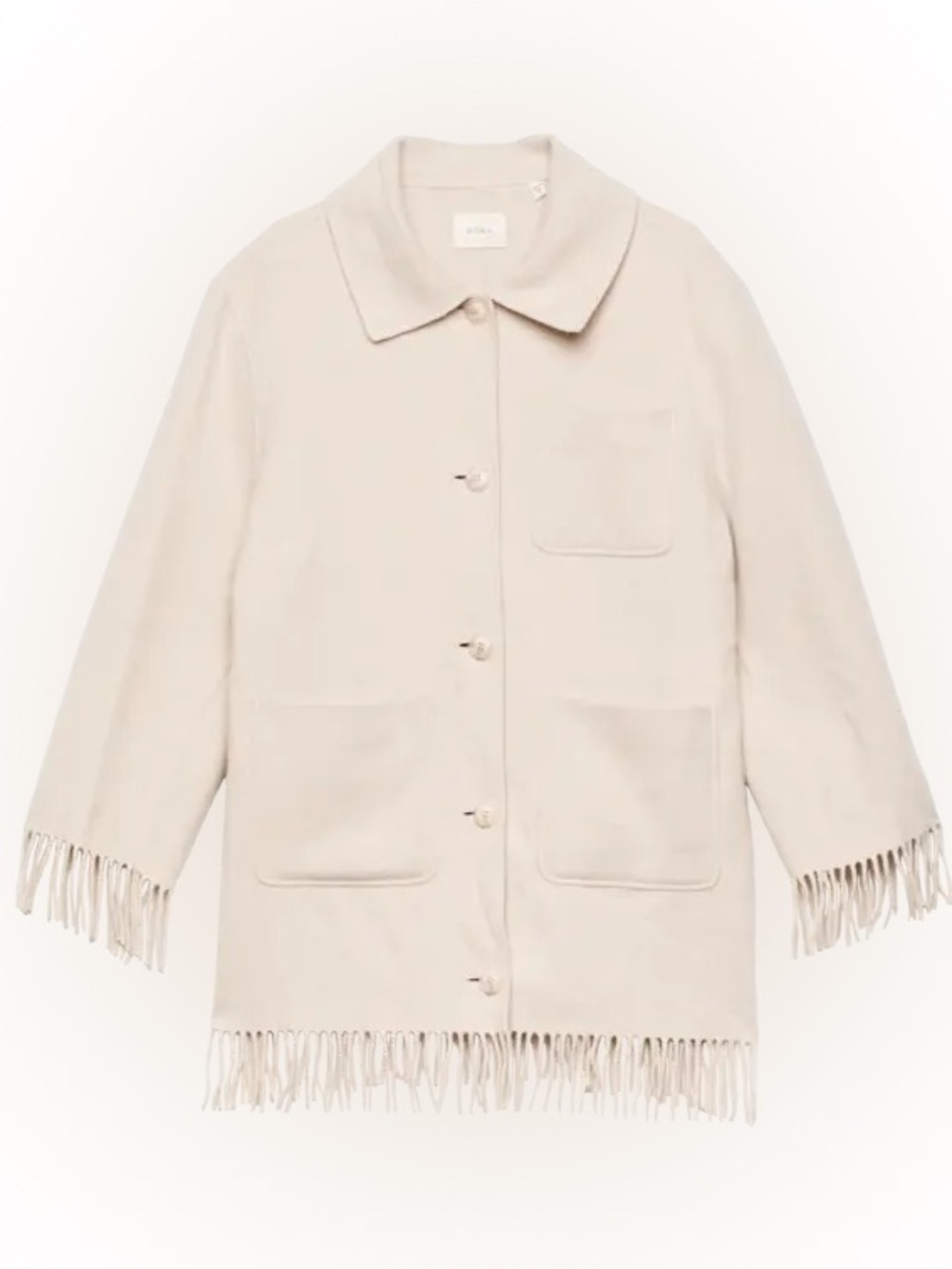 Doen saint Germain fringe coat in butter cream